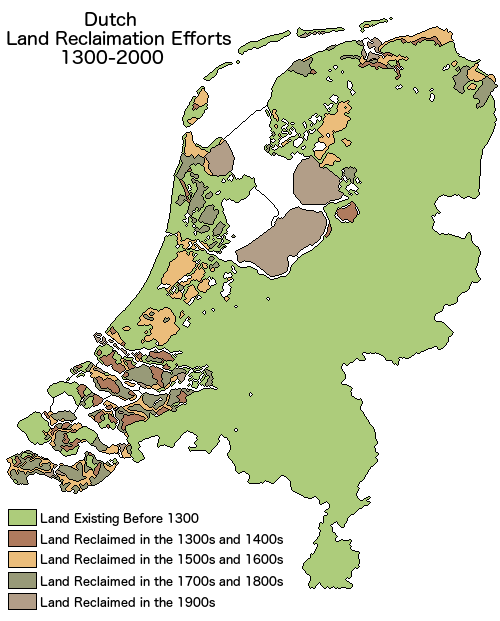 Dutch land reclaimation efforts 1300-2000